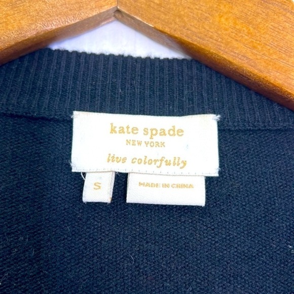 Kate spade - Kati Black Beaded Wool And Cashmere Button Up Cardigan Small - Picture 9 of 11